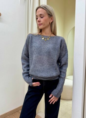 Shop Online Maglione scollo a barca grigio Kontatto