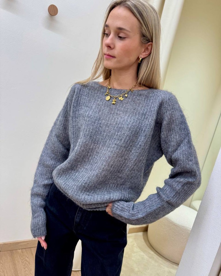 Maglione scollo a barca grigio Kontatto Shop Online Maglione scollo a barca grigio Kontatto