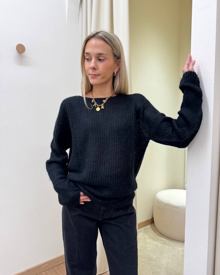 Maglione scollo a barca nero Kontatto Shop Online Maglione scollo a barca nero Kontatto