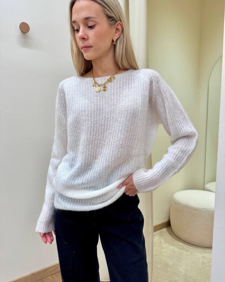 Maglione scollo a barca panna Kontatto Shop Online Maglione scollo a barca panna Kontatto
