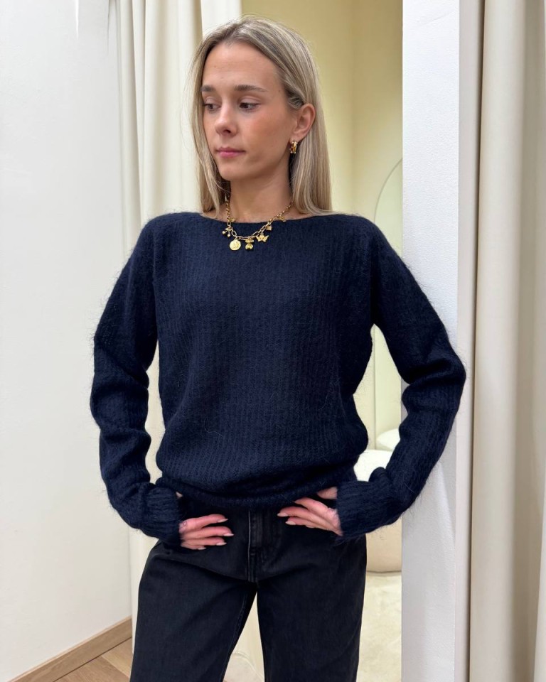 Maglione scollo a barca nero Kontatto Shop Online Maglione scollo a barca nero Kontatto