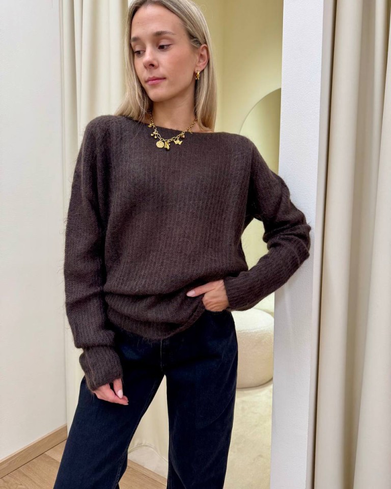 Maglione scollo a barca moka Kontatto Shop Online Maglione scollo a barca moka Kontatto