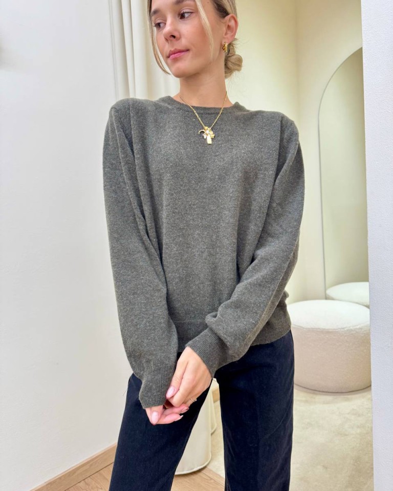 Maglione basic con lana verde militare HaveOne Shop Online Maglione basic con lana verde militare HaveOne