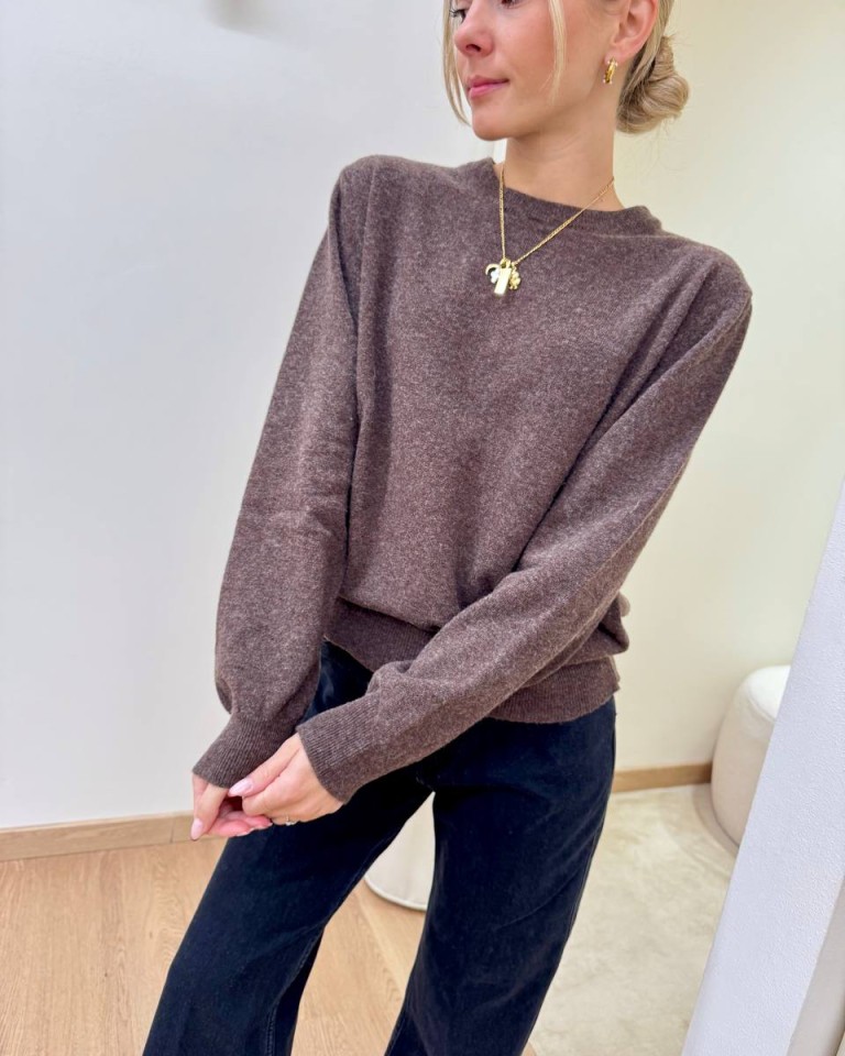 Maglione basic con lana moro HaveOne Shop Online Maglione basic con lana moro HaveOne