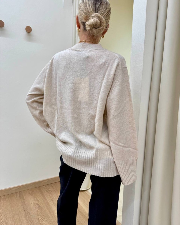 Maglione con lana scollo a V beige HaveOne Shop Online Maglione con lana scollo a V beige HaveOne