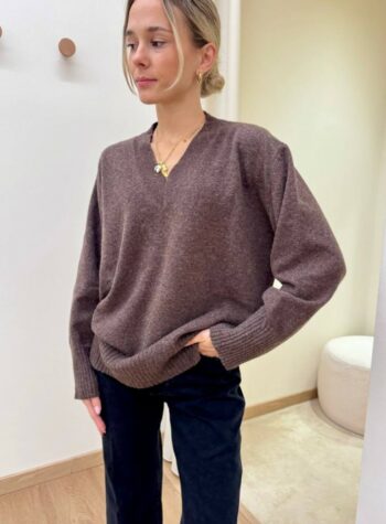 Shop Online Maglione con lana scollo a V moro HaveOne