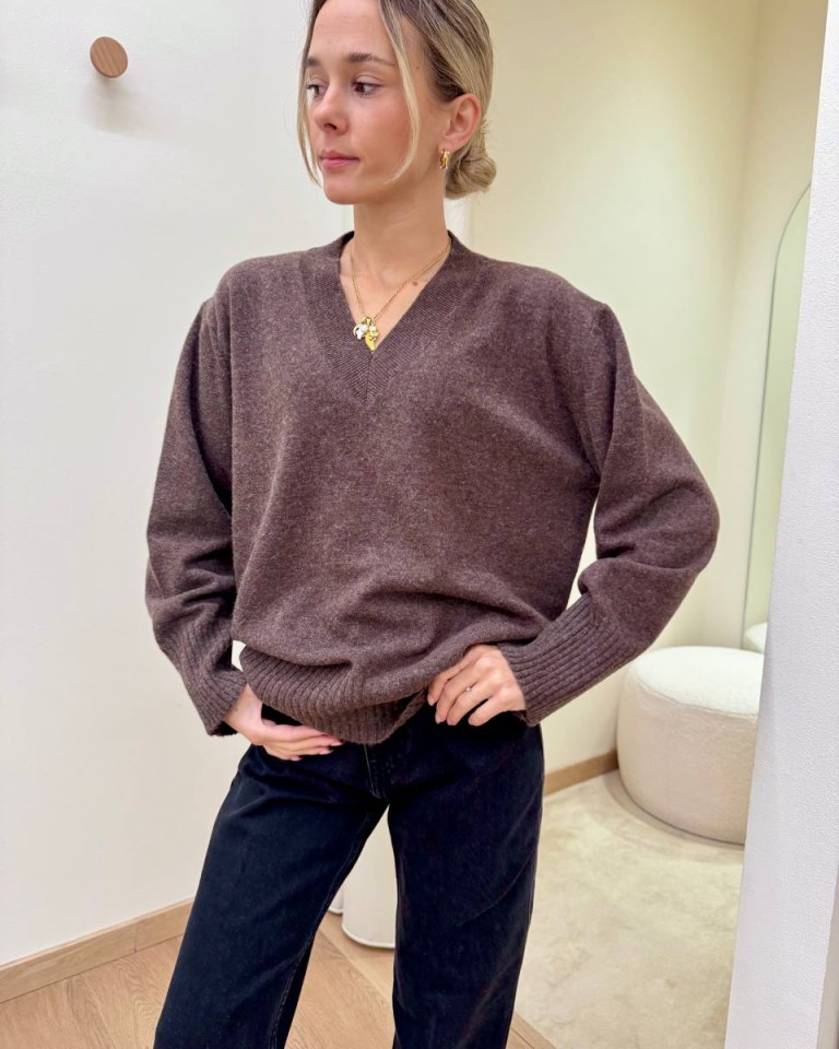 Maglione con lana scollo a V moro HaveOne Shop Online Maglione con lana scollo a V moro HaveOne