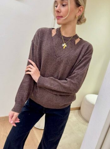 Shop Online Twin set canotta e maglione con lana moro HaveOne