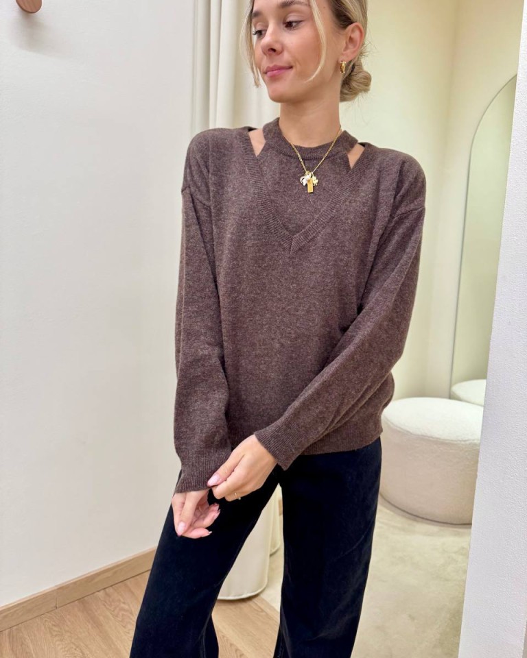 Twin set canotta e maglione con lana moro HaveOne Shop Online Twin set canotta e maglione con lana moro HaveOne