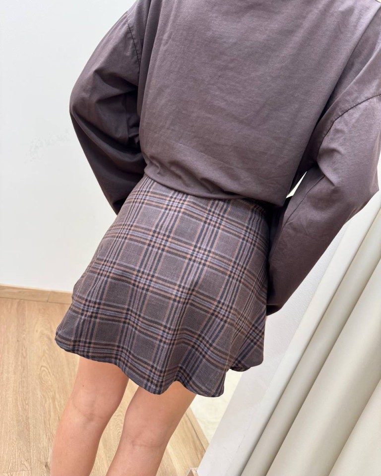 Minigonna con maniche check moro HaveOne Shop Online Minigonna con maniche check moro HaveOne