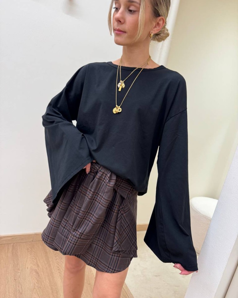 Maglia maniche ampissime nera HaveOne Shop Online Maglia maniche ampissime nera HaveOne