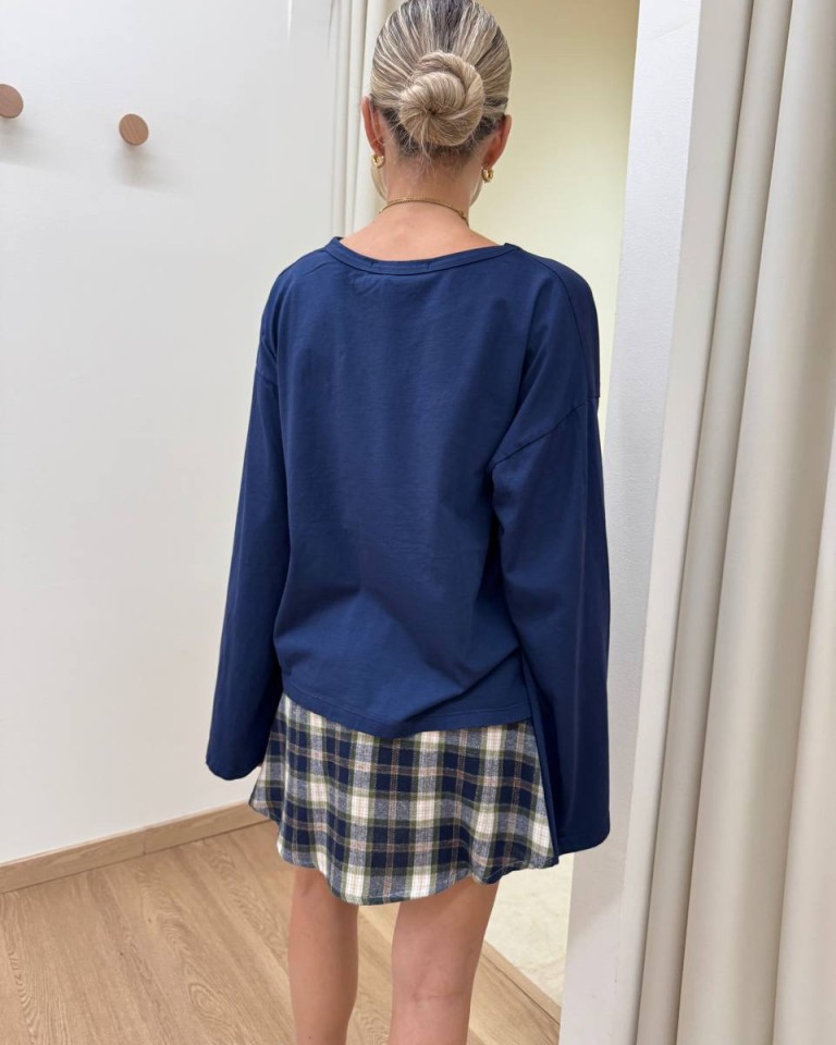 Maglia maniche ampissime blu HaveOne Shop Online Maglia maniche ampissime blu HaveOne
