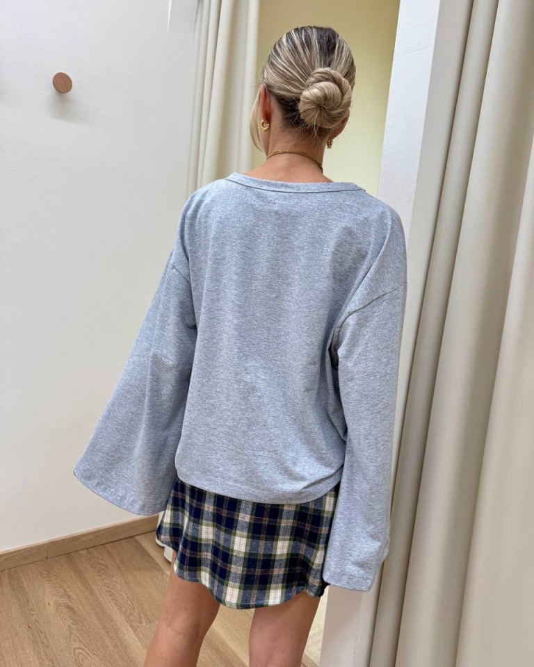 Maglia maniche ampissime grigio mélange HaveOne Shop Online Maglia maniche ampissime grigio mélange HaveOne