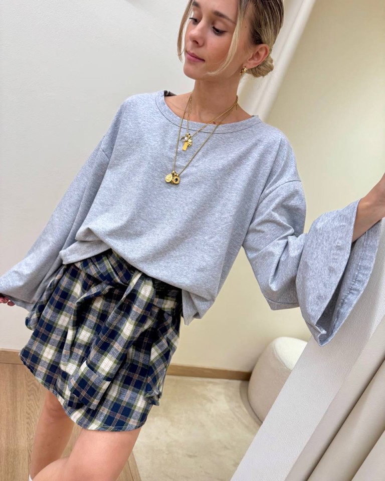 Maglia maniche ampissime grigio mélange HaveOne Shop Online Maglia maniche ampissime grigio mélange HaveOne
