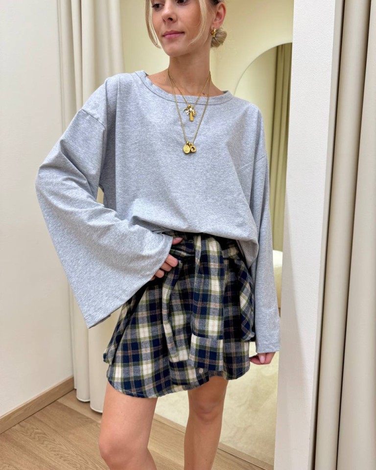 Maglia maniche ampissime grigio mélange HaveOne Shop Online Maglia maniche ampissime grigio mélange HaveOne