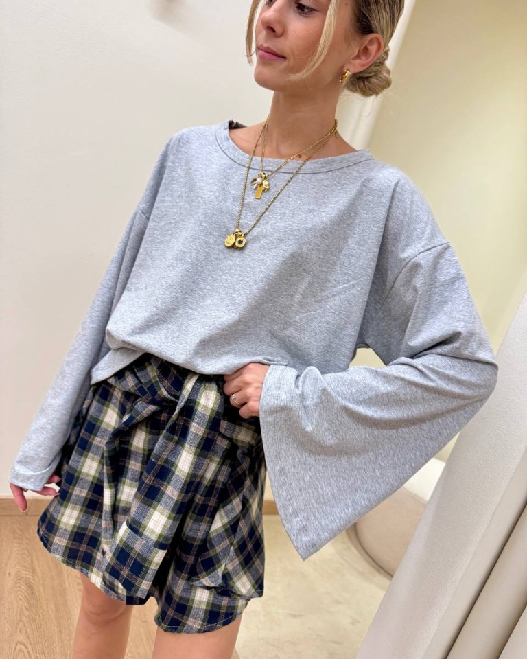Maglia maniche ampissime grigio mélange HaveOne Shop Online Maglia maniche ampissime grigio mélange HaveOne