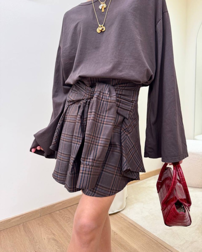 Minigonna con maniche check moro HaveOne Shop Online Minigonna con maniche check moro HaveOne