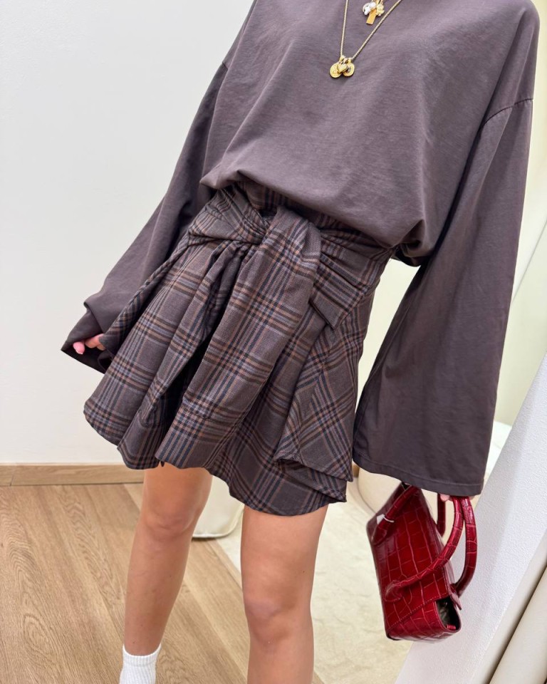 Minigonna con maniche check moro HaveOne Shop Online Minigonna con maniche check moro HaveOne