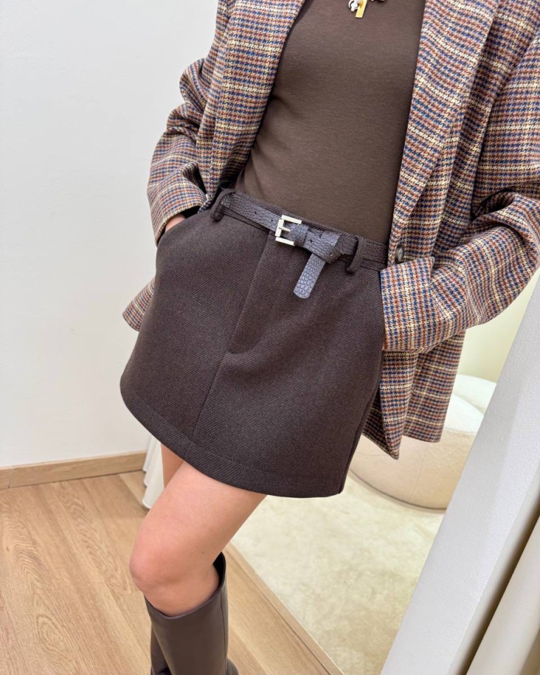 Minigonna con cintura cocco moro HaveOne Shop Online Minigonna con cintura cocco moro HaveOne