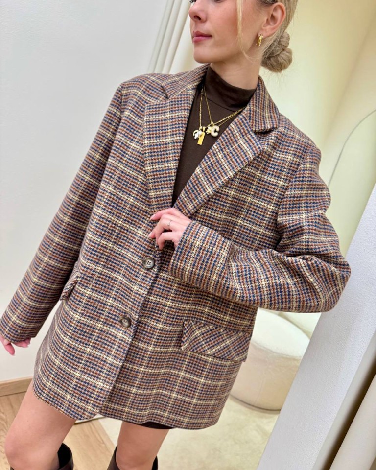 Giacca con lana check multicolor HaveOne Shop Online Giacca con lana check multicolor HaveOne