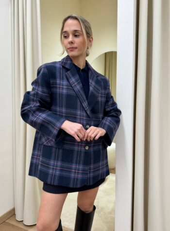 Shop Online Giacca con lana check blu e rosa HaveOne