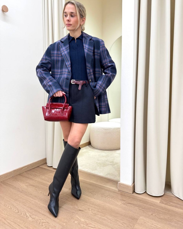 Minigonna blu con cintura cocco bordeaux HaveOne Shop Online Minigonna blu con cintura cocco bordeaux HaveOne
