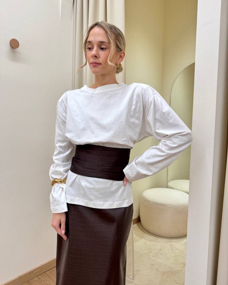 Maglia over panna fascia in raso moro HaveOne Shop Online Maglia over panna fascia in raso moro HaveOne