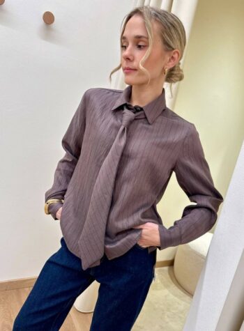 Shop Online Camicia righe con cravatta moro e blu HaveOne