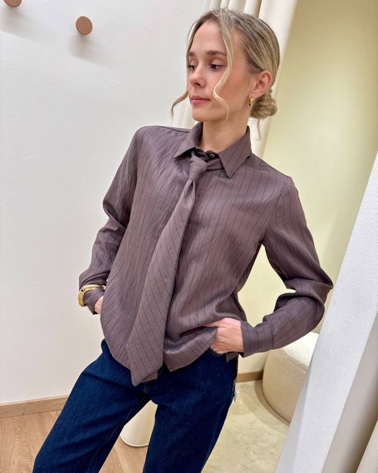 Camicia righe con cravatta moro e blu HaveOne Shop Online Camicia righe con cravatta moro e blu HaveOne