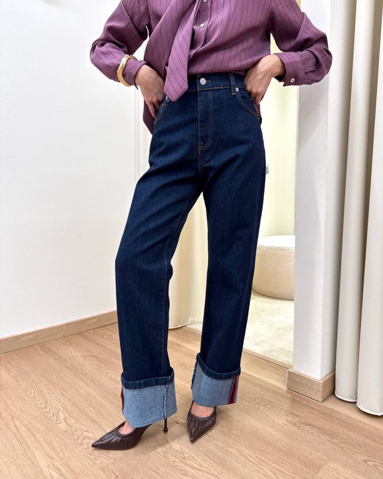 Jeans Ally con risvolto blu scuro HaveOne Shop Online Jeans Ally con risvolto blu scuro HaveOne