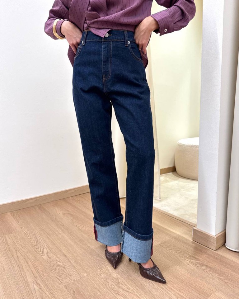 Jeans Ally con risvolto blu scuro HaveOne Shop Online Jeans Ally con risvolto blu scuro HaveOne