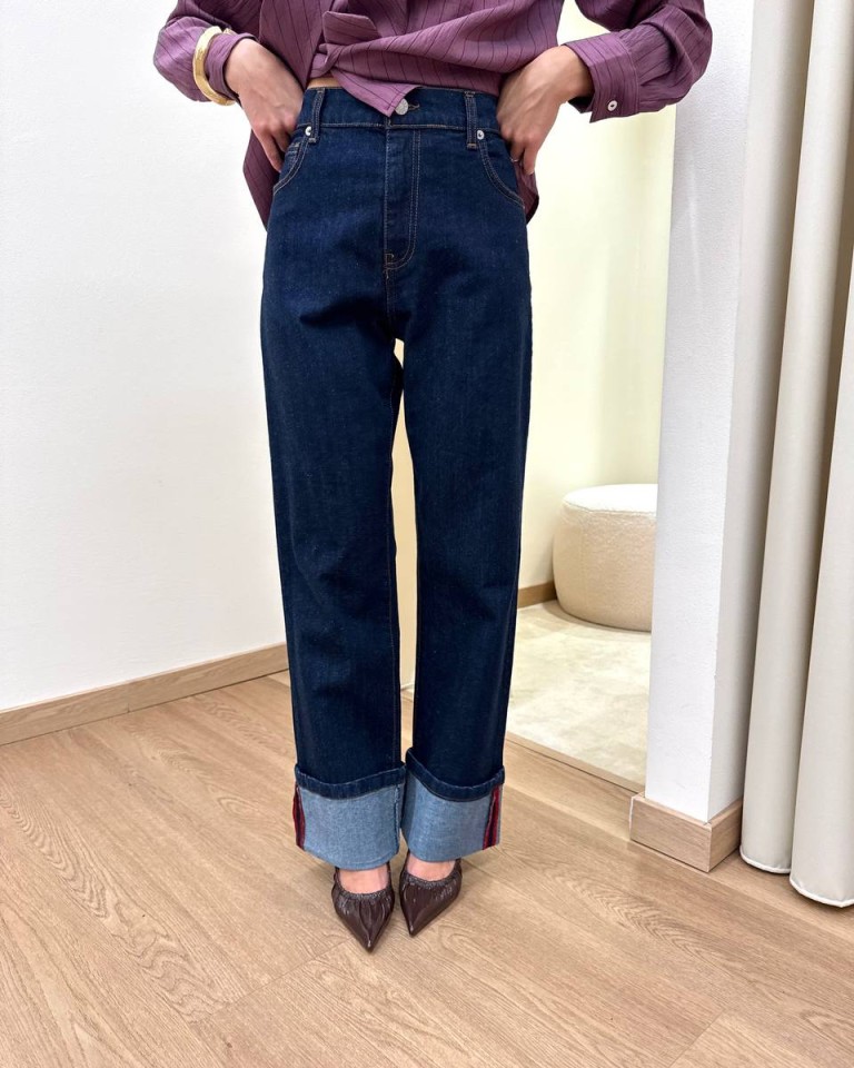 Jeans Ally con risvolto blu scuro HaveOne Shop Online Jeans Ally con risvolto blu scuro HaveOne