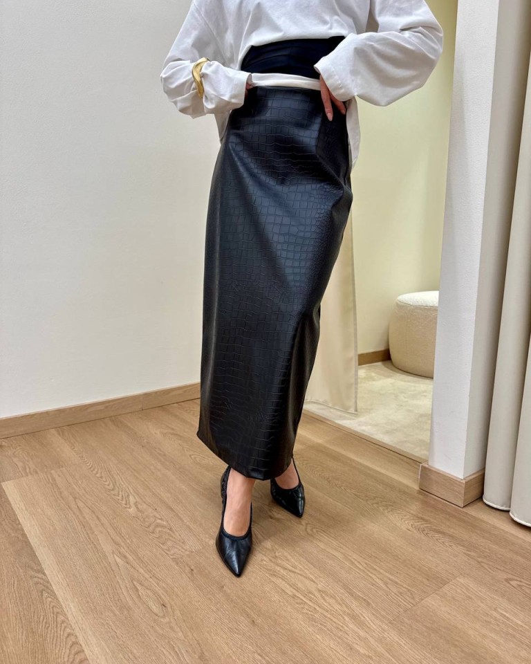 Longuette ecopelle stampa cocco nera HaveOne Shop Online Longuette ecopelle stampa cocco nera HaveOne
