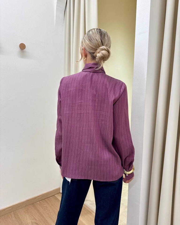 Camicia righe con cravatta prugna HaveOne Shop Online Camicia righe con cravatta prugna HaveOne