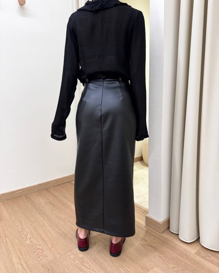 Longuette a matita ecopelle nera HaveOne Shop Online Longuette a matita ecopelle nera HaveOne