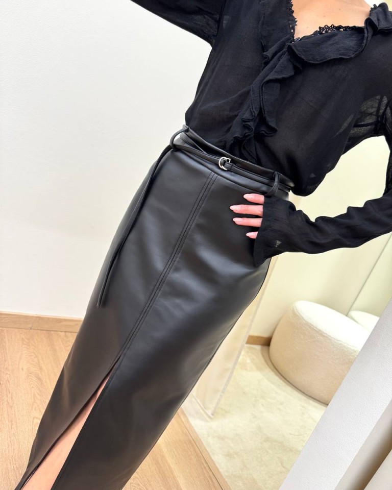 Longuette a matita ecopelle nera HaveOne Shop Online Longuette a matita ecopelle nera HaveOne