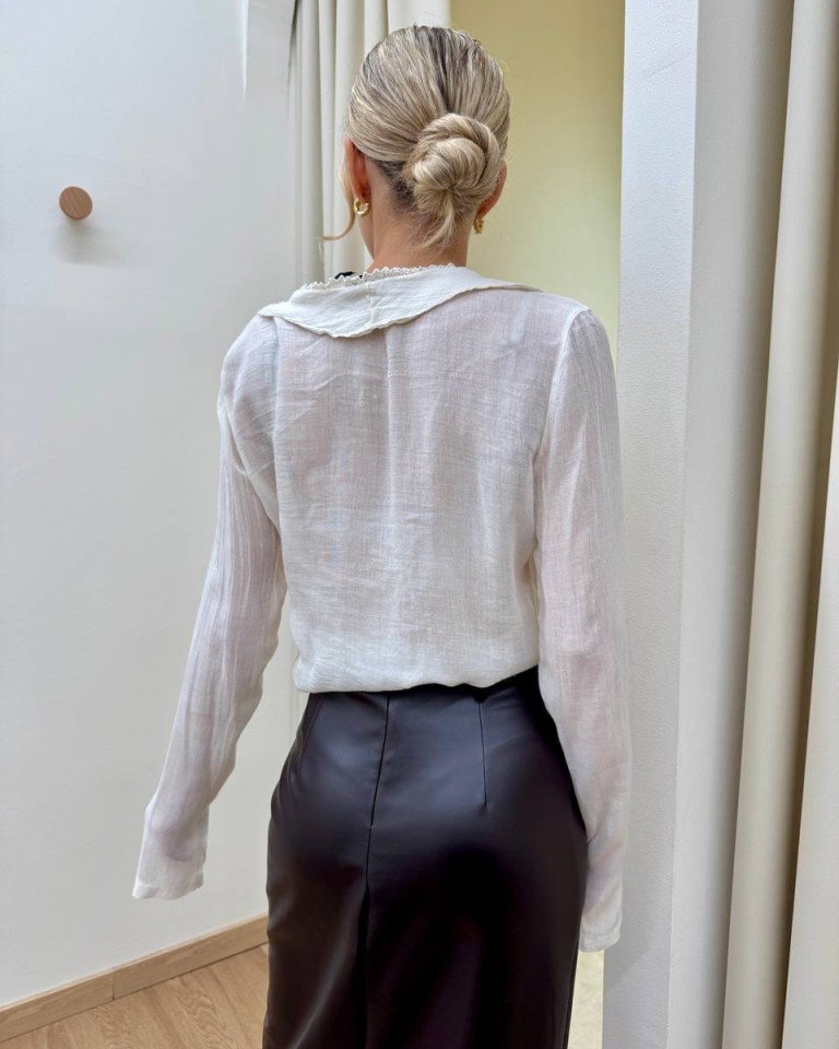 Blusa rouches fluida con lana burro HaveOne Shop Online Blusa rouches fluida con lana burro HaveOne