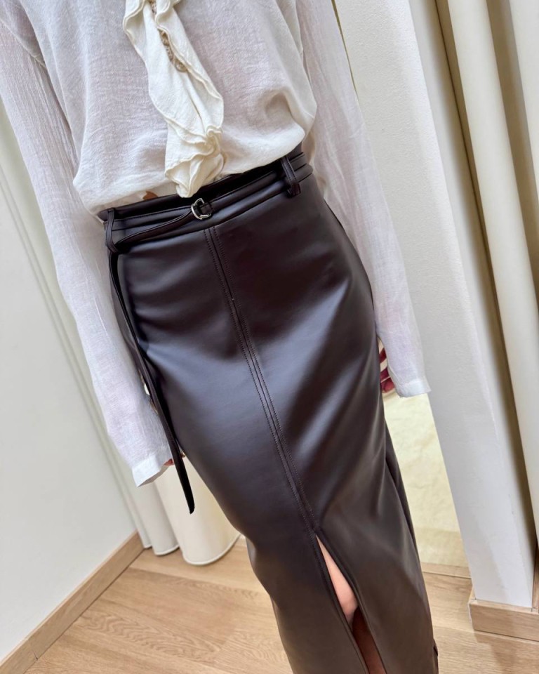 Longuette a matita ecopelle moro HaveOne Shop Online Longuette a matita ecopelle moro HaveOne