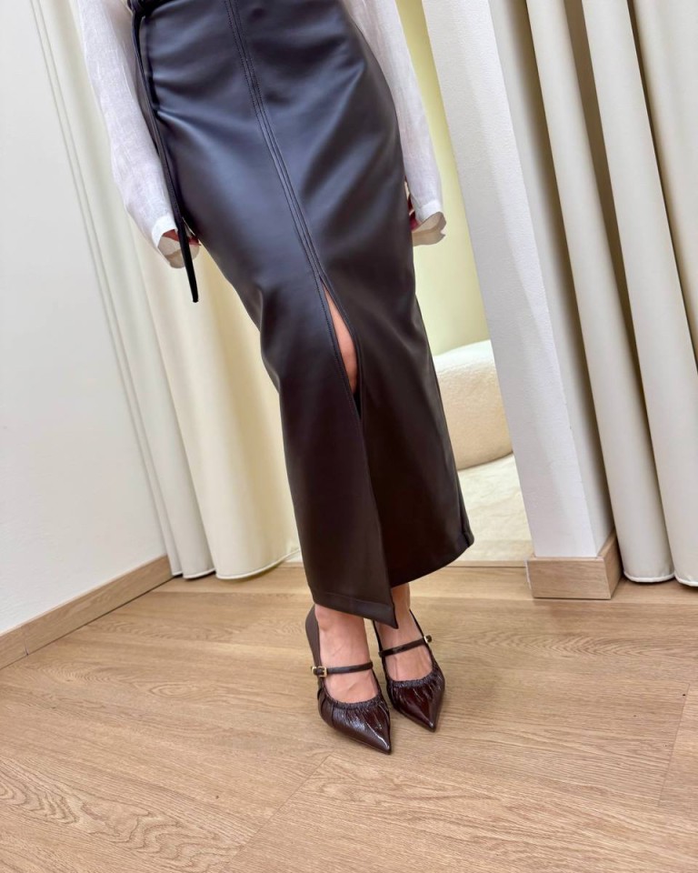 Longuette a matita ecopelle moro HaveOne Shop Online Longuette a matita ecopelle moro HaveOne