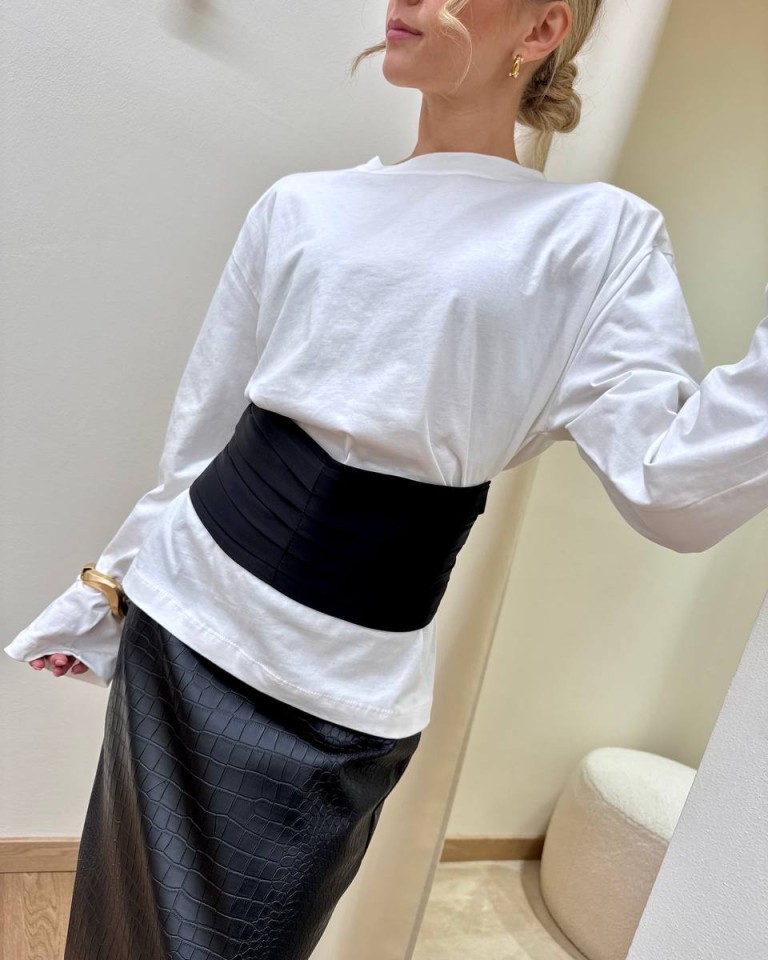 Maglia over panna fascia in raso nera HaveOne Shop Online Maglia over panna fascia in raso nera HaveOne