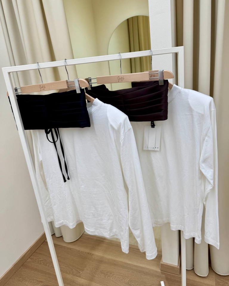 Maglia over panna fascia in raso nera HaveOne Shop Online Maglia over panna fascia in raso nera HaveOne