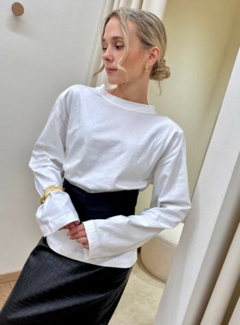Shop Online Maglia over panna fascia in raso nera HaveOne