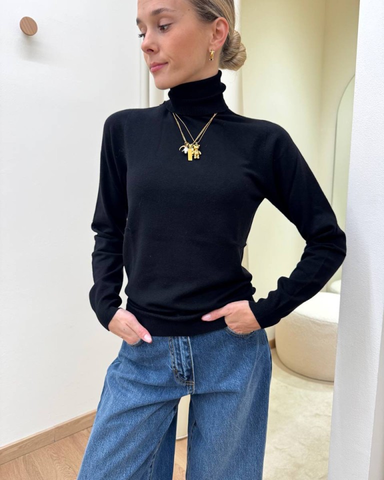 Dolcevita maglia rasata nero Kontatto Shop Online Dolcevita maglia rasata nero Kontatto