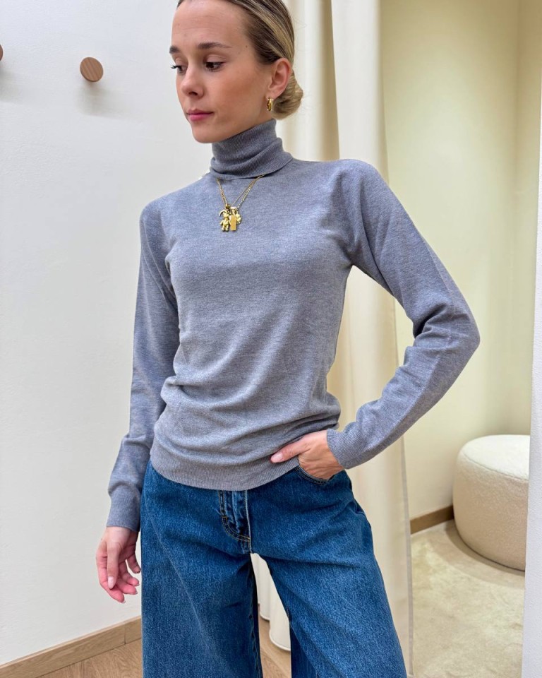 Dolcevita maglia rasata grigio Kontatto Shop Online Dolcevita maglia rasata grigio Kontatto