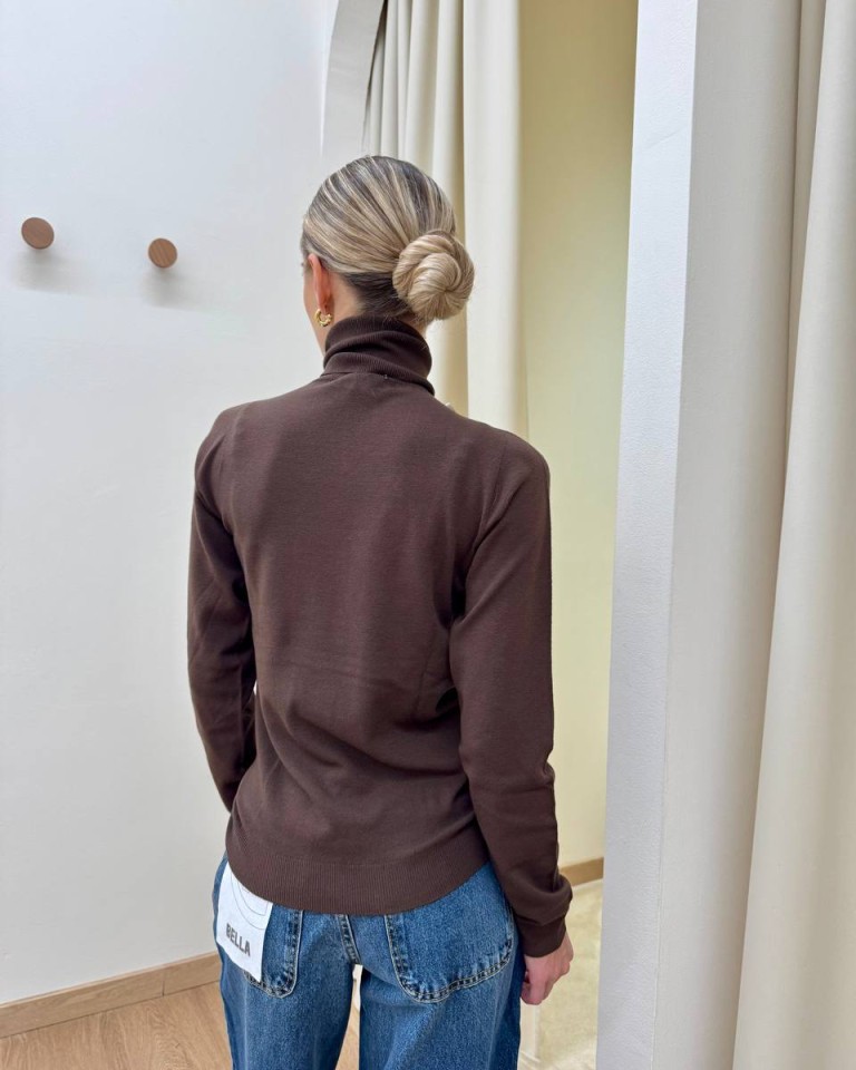 Dolcevita maglia rasata moka Kontatto Shop Online Dolcevita maglia rasata moka Kontatto