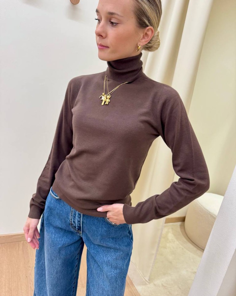 Dolcevita maglia rasata moka Kontatto Shop Online Dolcevita maglia rasata moka Kontatto