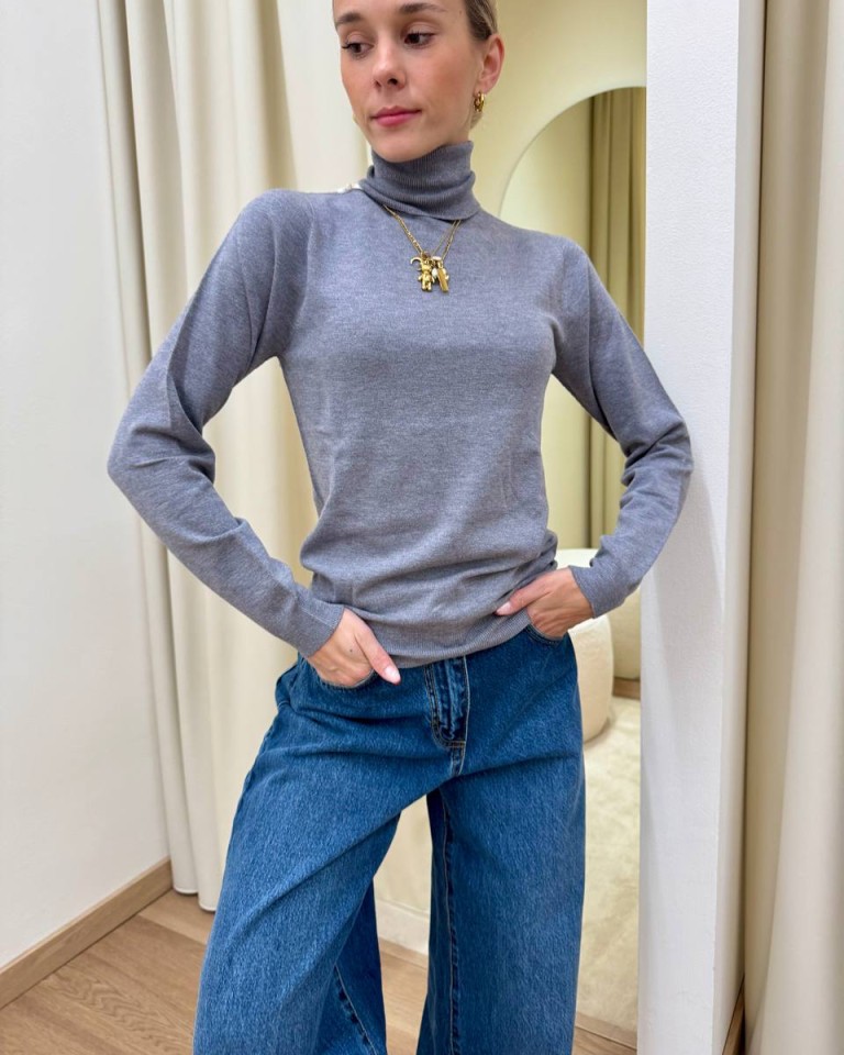 Dolcevita maglia rasata grigio Kontatto Shop Online Dolcevita maglia rasata grigio Kontatto