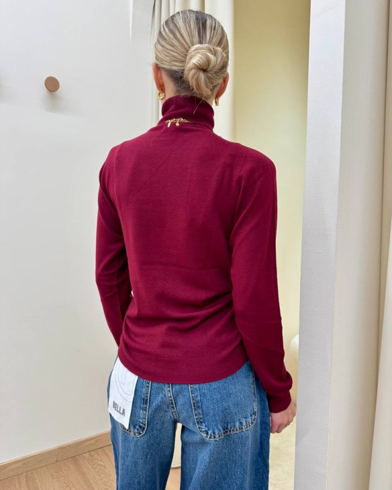 Dolcevita maglia rasata marsala Kontatto Shop Online Dolcevita maglia rasata marsala Kontatto