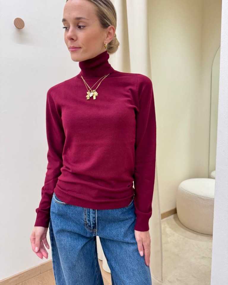 Dolcevita maglia rasata marsala Kontatto Shop Online Dolcevita maglia rasata marsala Kontatto