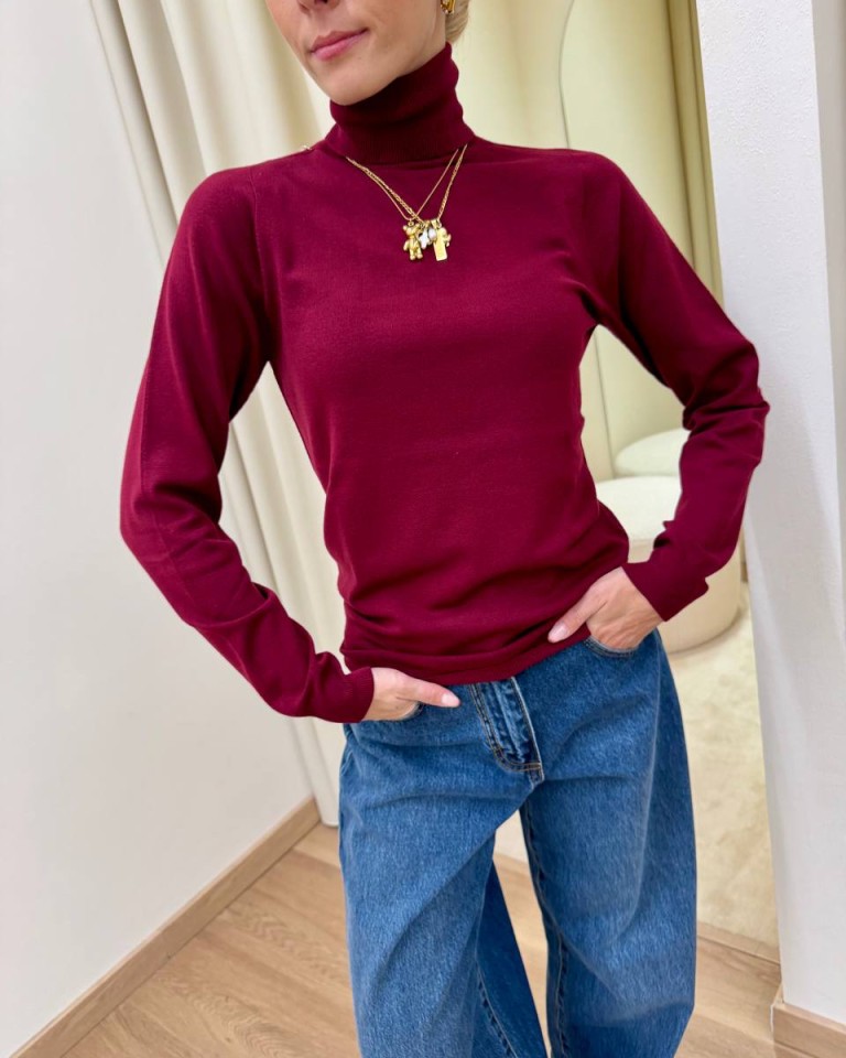 Dolcevita maglia rasata marsala Kontatto Shop Online Dolcevita maglia rasata marsala Kontatto